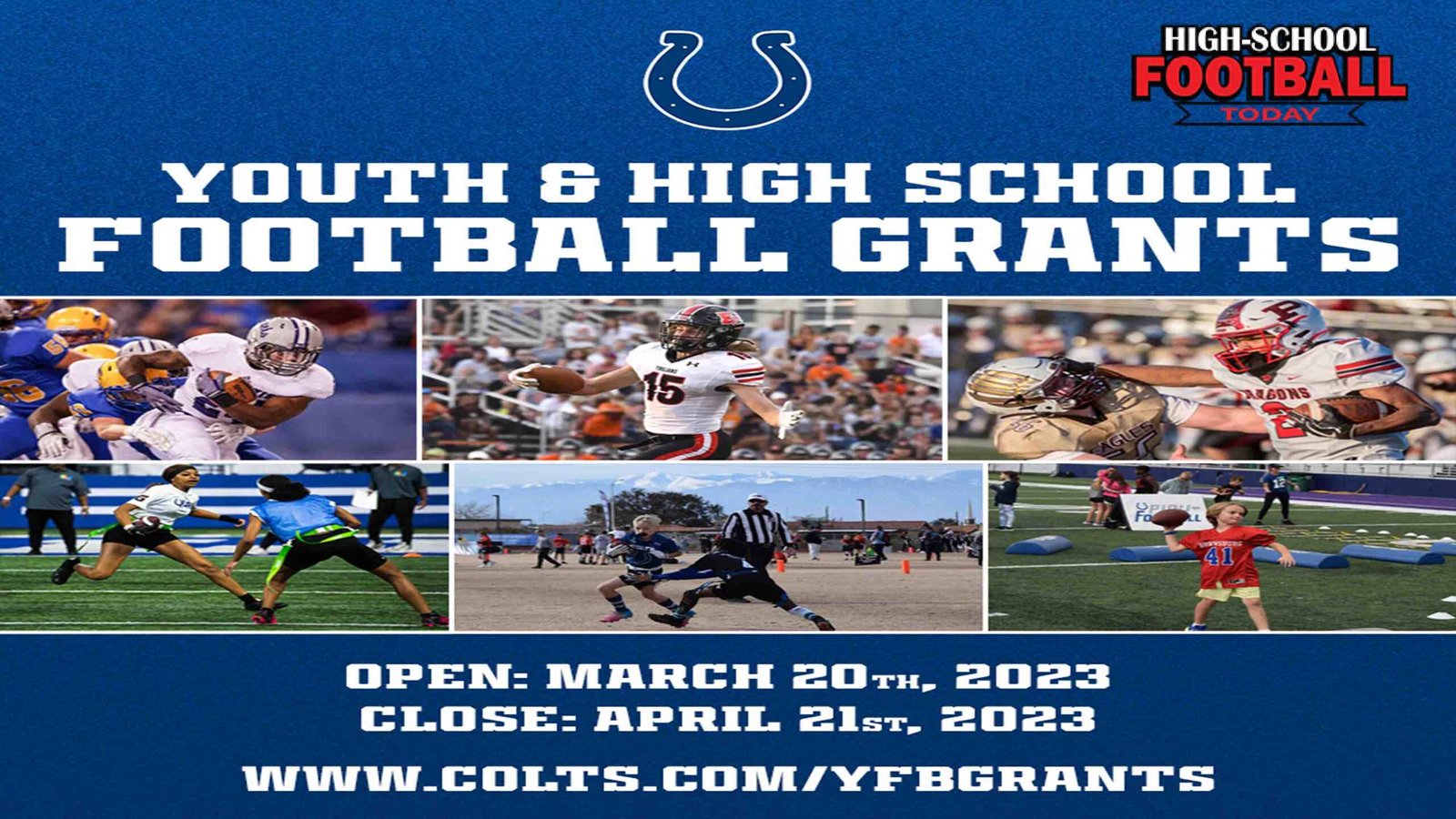 Apply Online for Grants in Colts Youth & High School Football Team